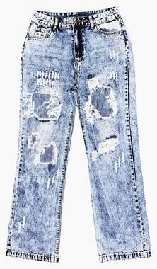 Flamingo Ripped High-Rise Straight Leg Light Wash Jeans Women's Large